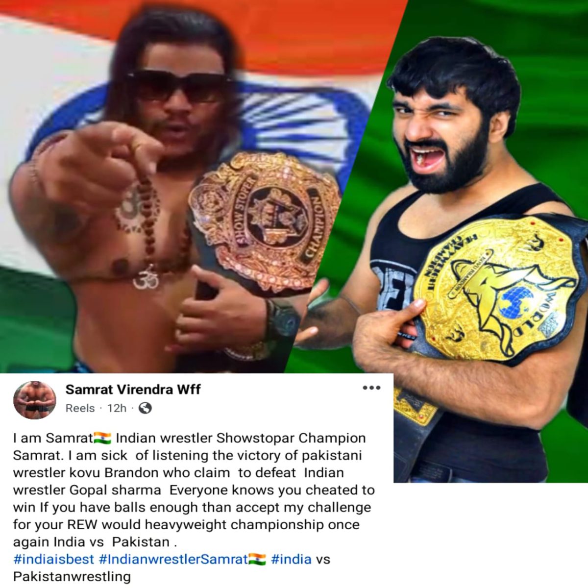 Indian wrestler Samrat Virendra” has issued an open challenge to “Pakistani wrestler Bilal Afridi